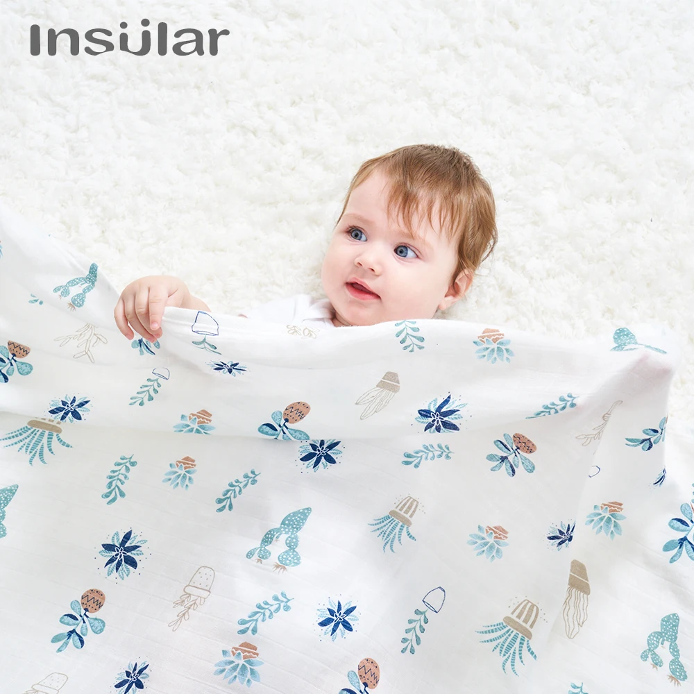 Insular Cartoon Baby Blanket Swaddle Newborn Soft Bubble Flannel Stroller Receiving Blankets Solid Bedding Set Cotton Quilt | Мать и