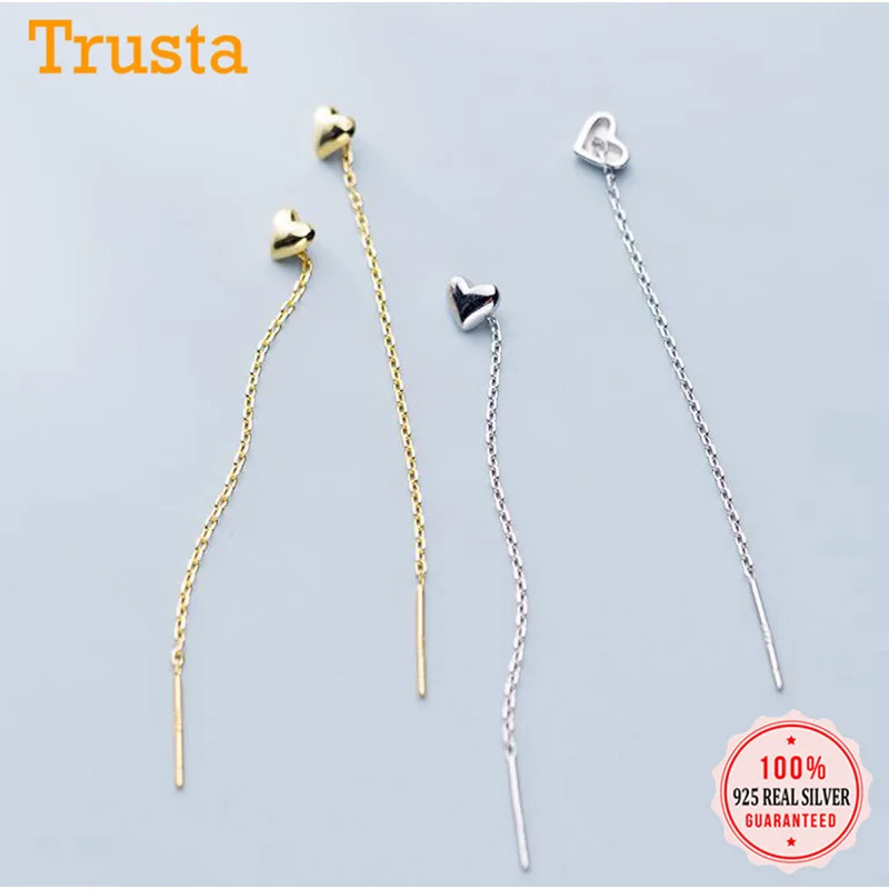 Trustdavid подлинное серебро 925 пробы с гладкой поверхностью сердечком 10 см Ушная