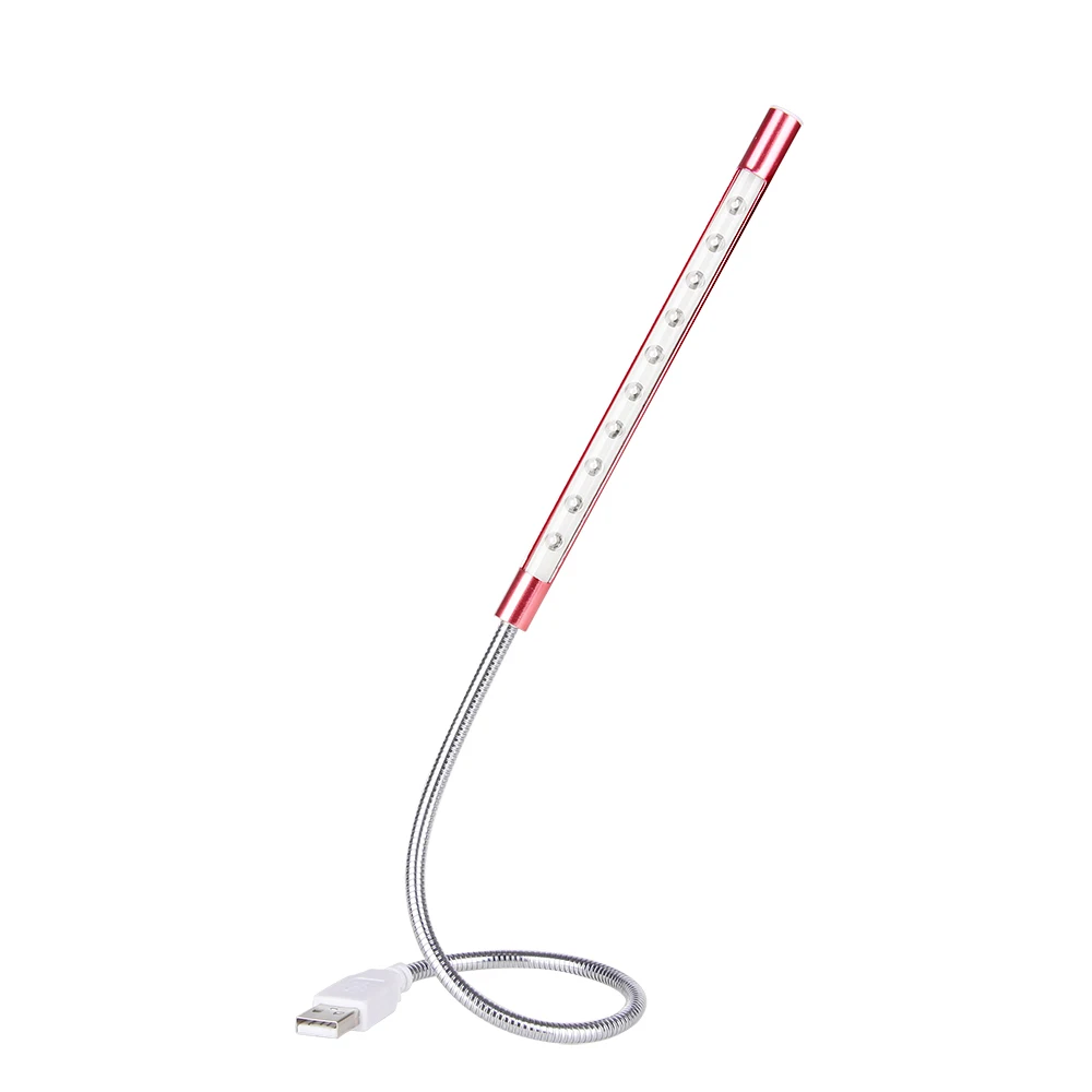 red Anpro 1 шт. гибкий ультра яркий мини 10 светодиодный USB ночник настольная книга для чтения светодиодный светильник компьютерная лампа для клавиатуры для ПК ноутбука - Испускаемый цвет: red