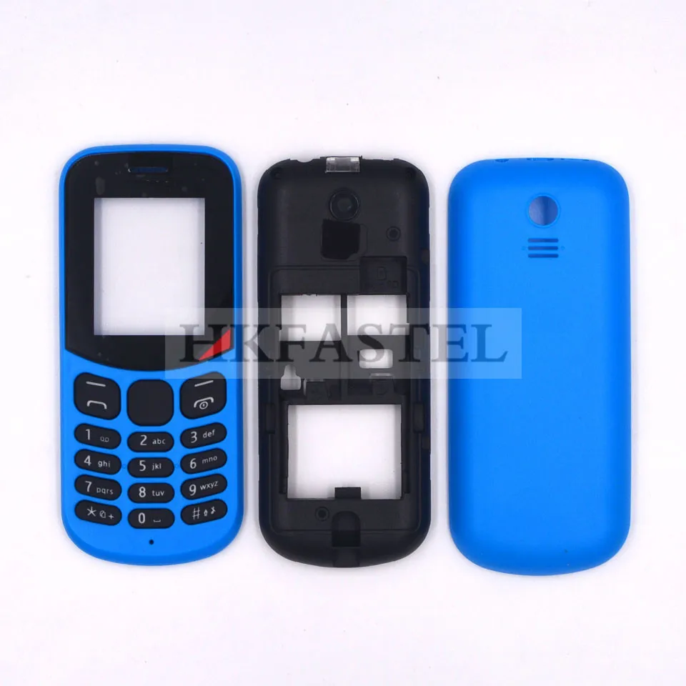 Blue Full housing HKFASTEL высококачественный корпус клавиатуры для Nokia 130 Dual SIM Полный Мобильный телефон чехол с клавиатурой - Цвет: Blue Full housing