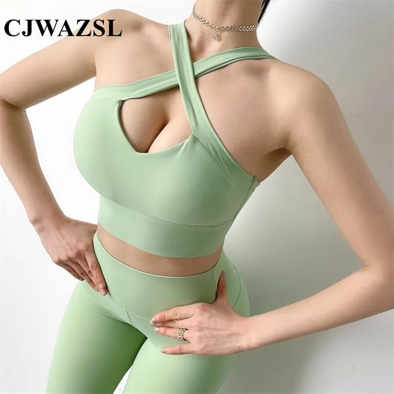 

Women's yoga tops back sports underwear gym training fitness running push-up tops gather shockproof sexy bra sportswear