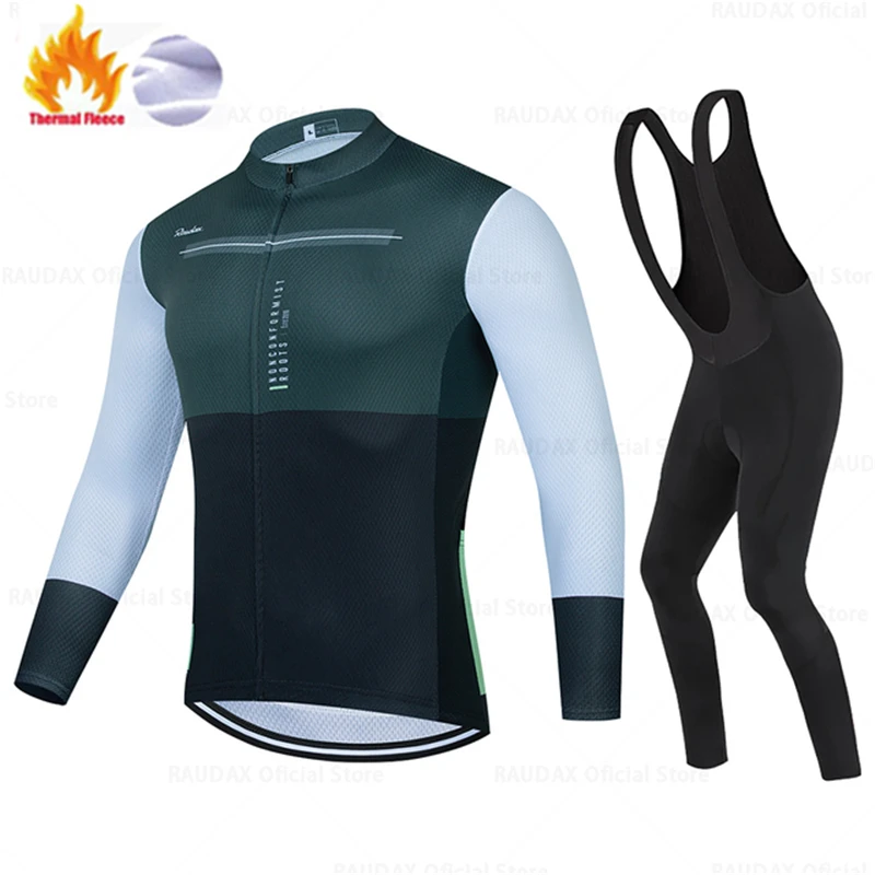 

Raudax 2022 Mens Winter Fleece Cycling Jersey Set Mountian Bicycle Clothes Wear Ropa Ciclismo Racing Bike Clothing Cycling Set