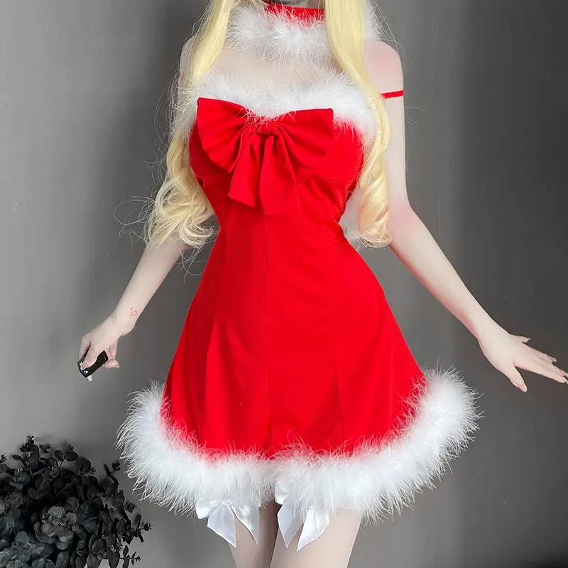 

Женский красный сексуальный костюм SIROLISA, рождественские костюмы, милый подарок, Эротическая ролевая модель, Рождественский косплей-наряд д...