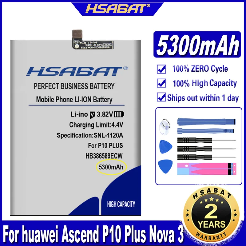 Аккумулятор HB386589ECW 5300 мАч для Huawei Ascend P10 Plus Nova 3 4 L21 VKY-AL00 View 10 Lite V10/Honor 8X/Mate 20 lite Honor Play
