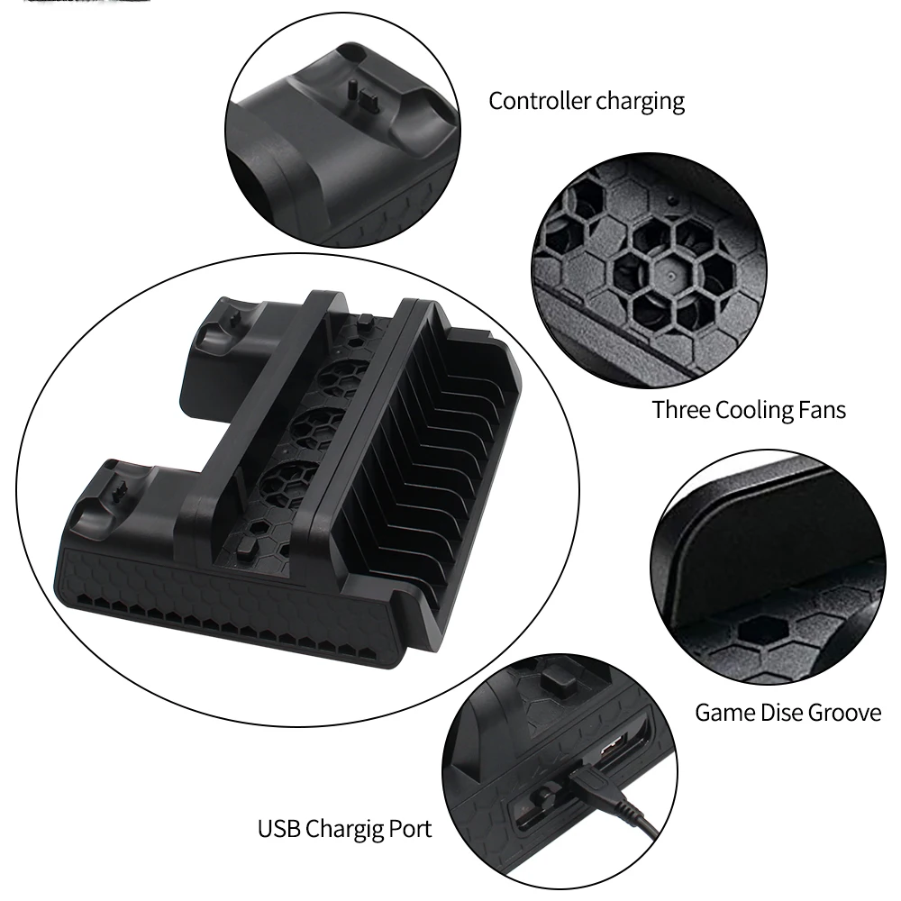 Для PS4/PS4 Slim/PS4 PRO вертикальная подставка с охлаждающим вентилятором кулер двойной