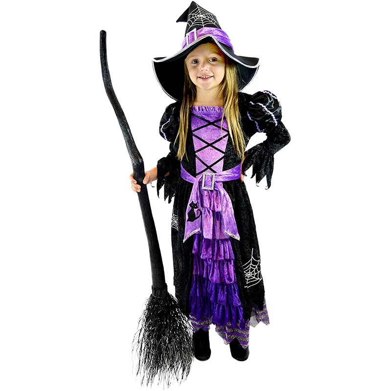 

halloween costume for kids girl witch Party Dress Children Vampire Pumpkin Witch Cosplay Christmas Clothing