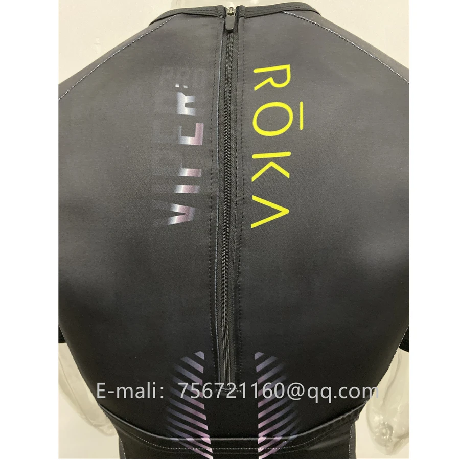 ROKA summer mens cycling skinsuit trisuit triathlon cycling jersey ciclismo swimming running MTB bike clothing non-slip webbing