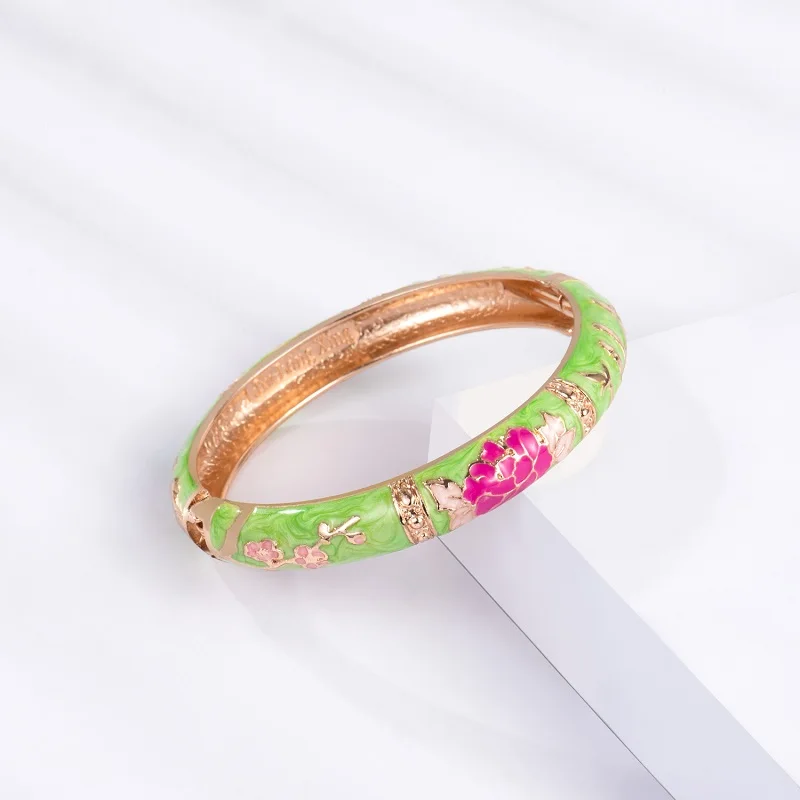 Новинка 2021 Осенний женский китайский цветок Перегородчатые браслеты-манжеты