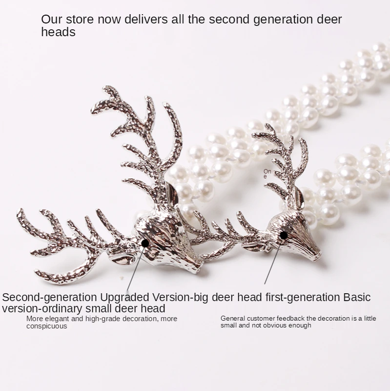 

CX Nordic Metal Curtain Bandage Moose Head Pearl Rope Elastic Creative Hook Curtain Buckle