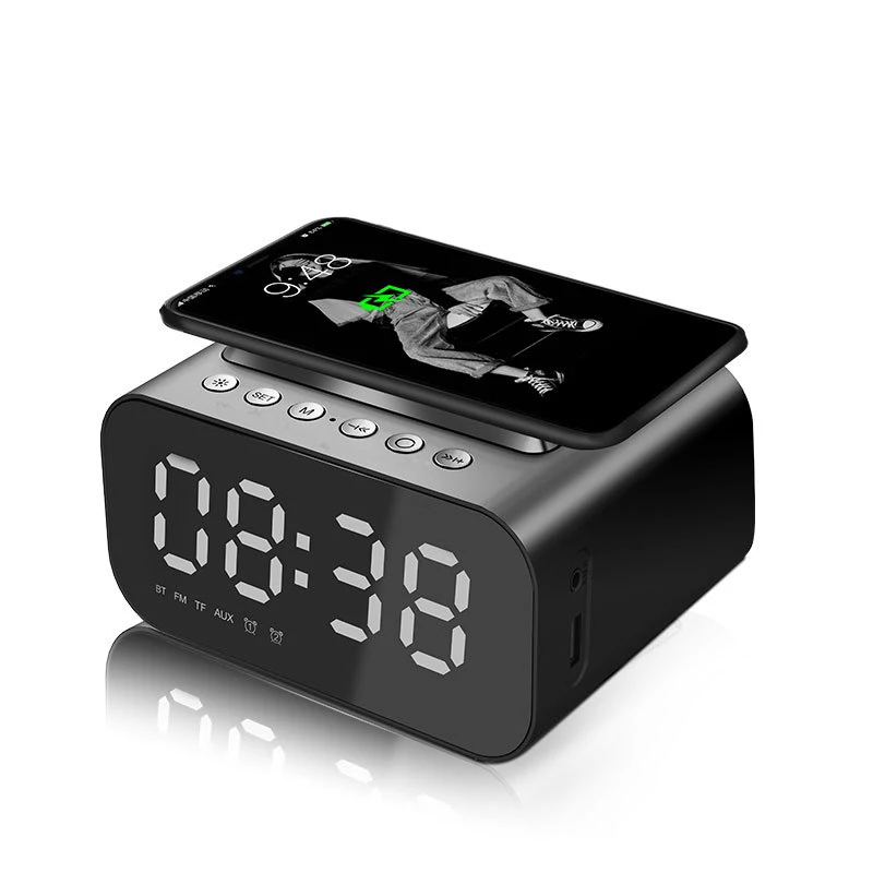 

Wireless Charger Alarm Clock Bluetooth Speaker LED Smart Digital Clock Electronic Desktop Clocks Bedroom Decor despertador ✈✈✈