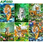 AZQSD Алмазная вышивка тигра, наборы крестиков, ручная работа, 5d алмазная живопись, аниамл, полностью квадратная дрель, настенная наклейка