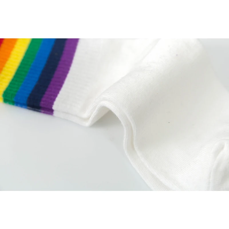 

Fall Winter Cotton Sock Woman Socks Rainbow Striped Sock Harajuku Fashion Sport Soks Set White Black Streetwear Sox 6 Pairs/pack