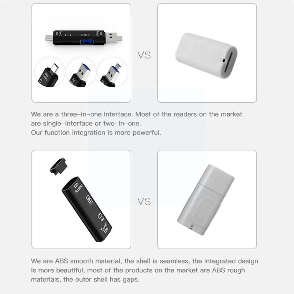 

5 в 1, кардридер для карт памяти Micro-sd/Sd/Usb Type-c