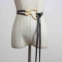 seebeautiful irregular metal horseshoe buckle pu leather all match waist belt girdle new fashion spring 2021 women m154