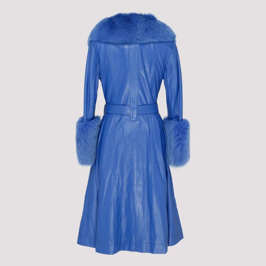 Пальто Arlenesain из натуральной кожи на заказ с натуральным лисьим мехом воротнике и