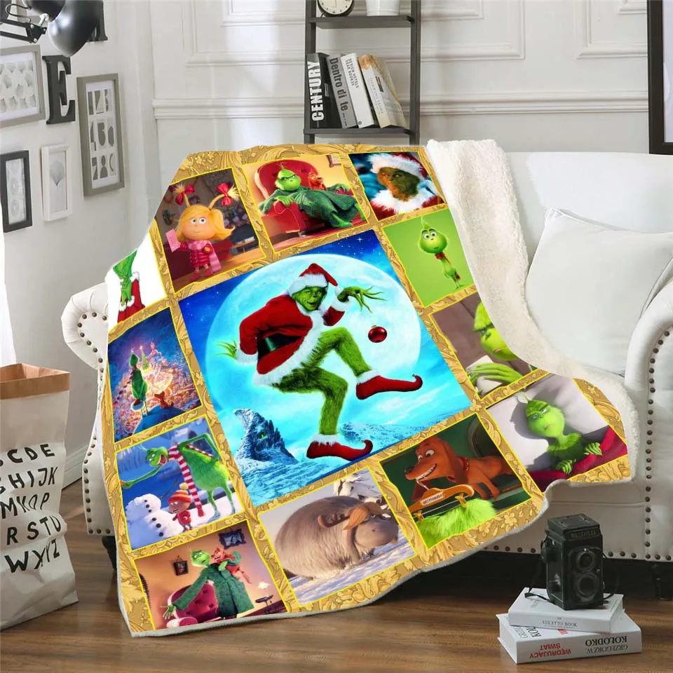 How the Grinch Stole Christmas Sherpa Blanket 3D Printed Wearable Blanket Adults/kids Fleece Blanket Drop Shippng 01
