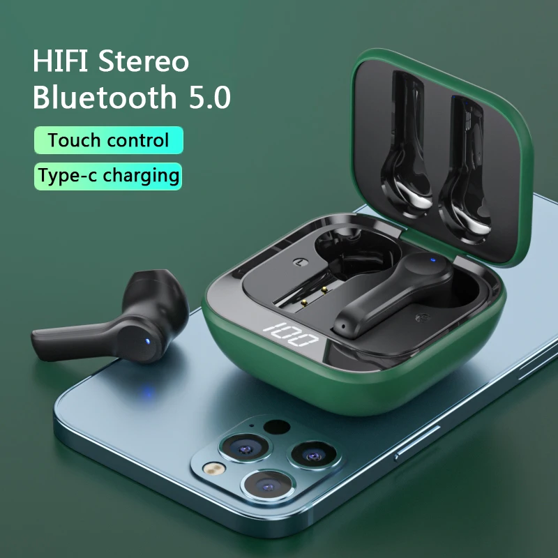 

TWS беспроводные наушники Bluetooth 5,0, спортивные водонепроницаемые наушники с сенсорным управлением и микрофоном, HD стерео Музыкальная гарниту...