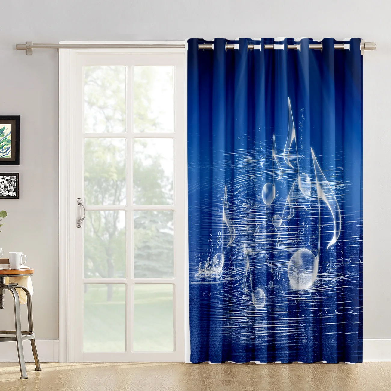 Синий музыкальный символ оконные шторы s Valance Ванная комната Декор на открытом