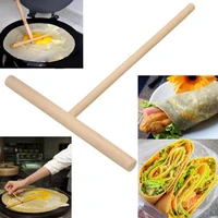 1pcs crepe pancake spreader t shape tool stick home kitchen wooden diy pancake batter food utensil tool specially supplies