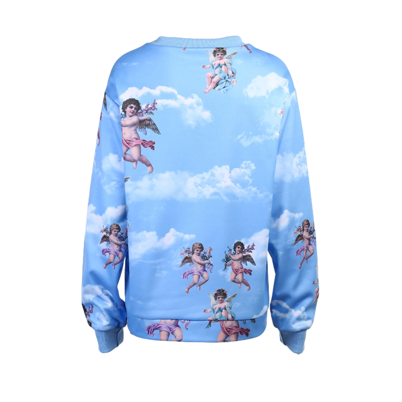 

Women Fashion Hoodies Sweatshirts Angel Print Top Casual Long Sleeve Round Neck Top for Ladies Female