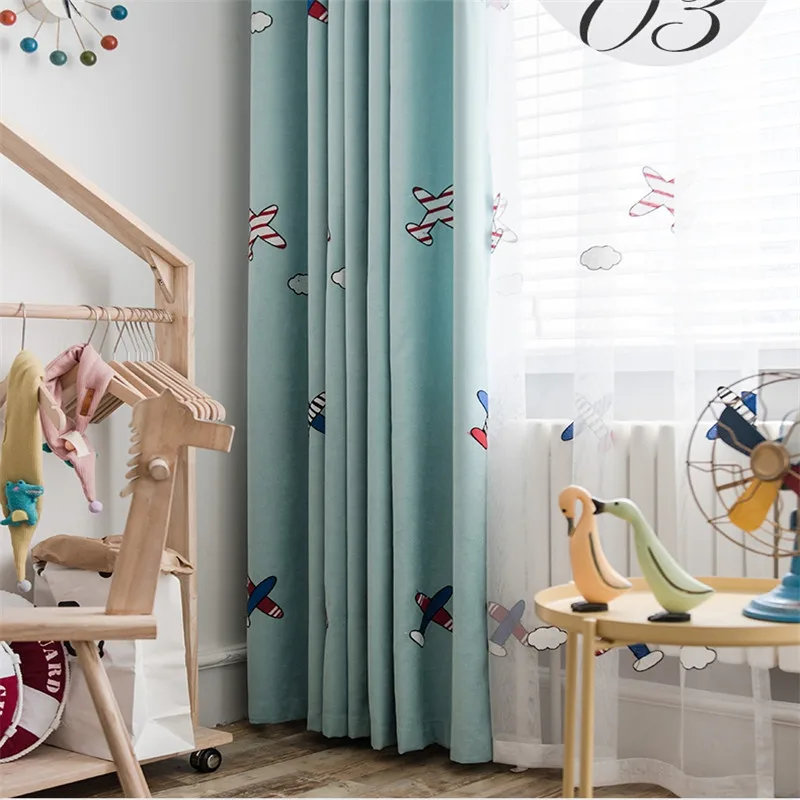 Роскошный белый тюль занавески на окна мультяшный самолет вышитый синий