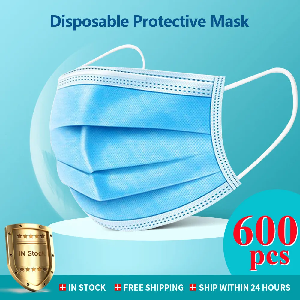 

Маска одноразовая для взрослых, 3 слоя, 10/500/600 шт.