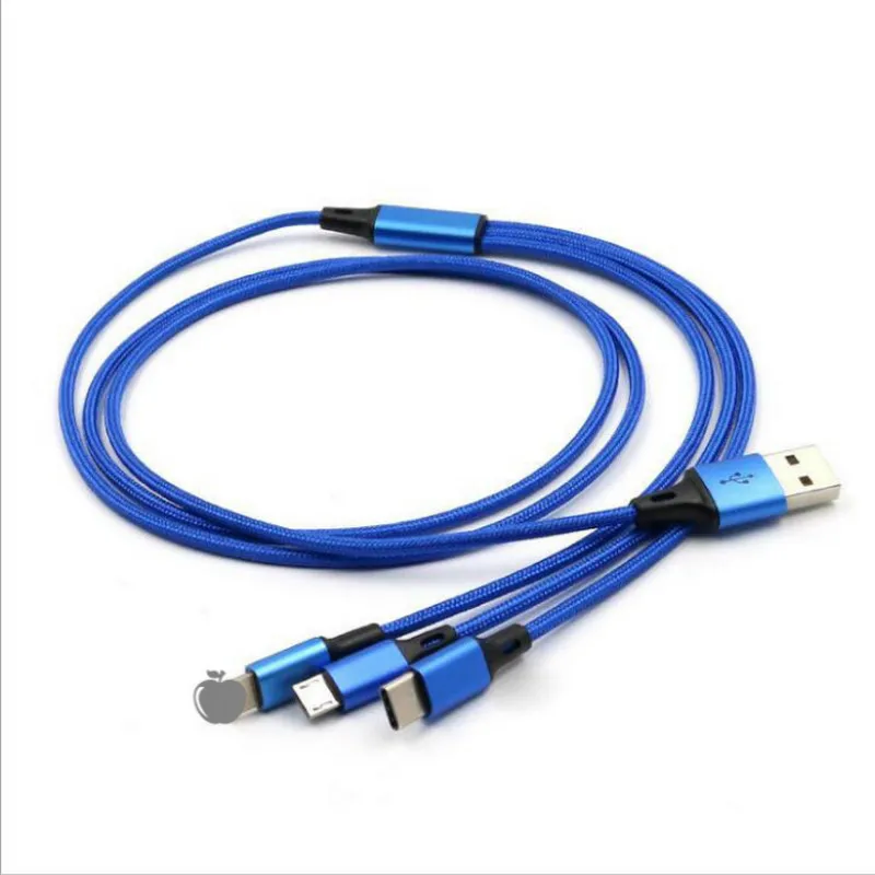 3 в 1 USB кабель для iPhone xs max кабель для быстрой зарядки для Android Micro usb type C type-c 3 в 1 Кабели для мобильных телефонов шнур для зарядки