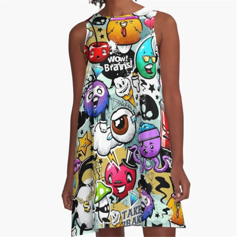 

Fashion Women summer dresses gin and Tonic Printed A-Line Boho Dress for women harajuku Sexy ladies mini short beach dress
