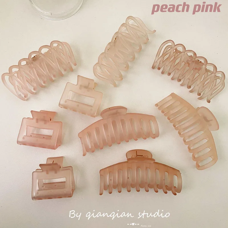 

Pink Catch Clip Large Elegant Hairpin Temperament Frosted Hairpin Hairpin Solid Color Hairpin Ladies Hair Claw Hair Accessories