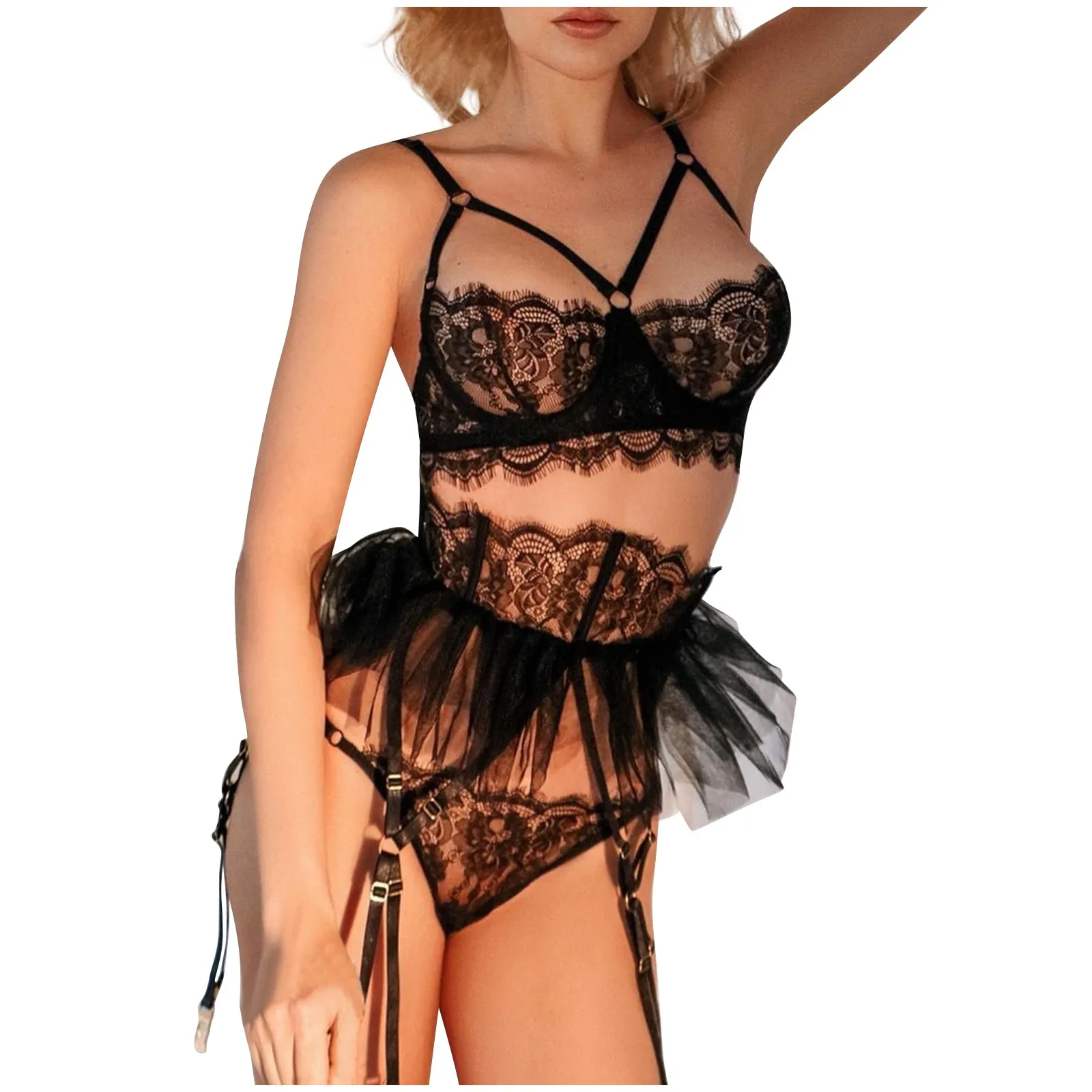 M-3XL Плюс размер сексуальное кружевное нижнее белье для женщин, сексуальное белье-стринги, подвязка и бюстгальтер-комплект Mujer. Просвечивающий бэбидолл, порноэротические костюмы.