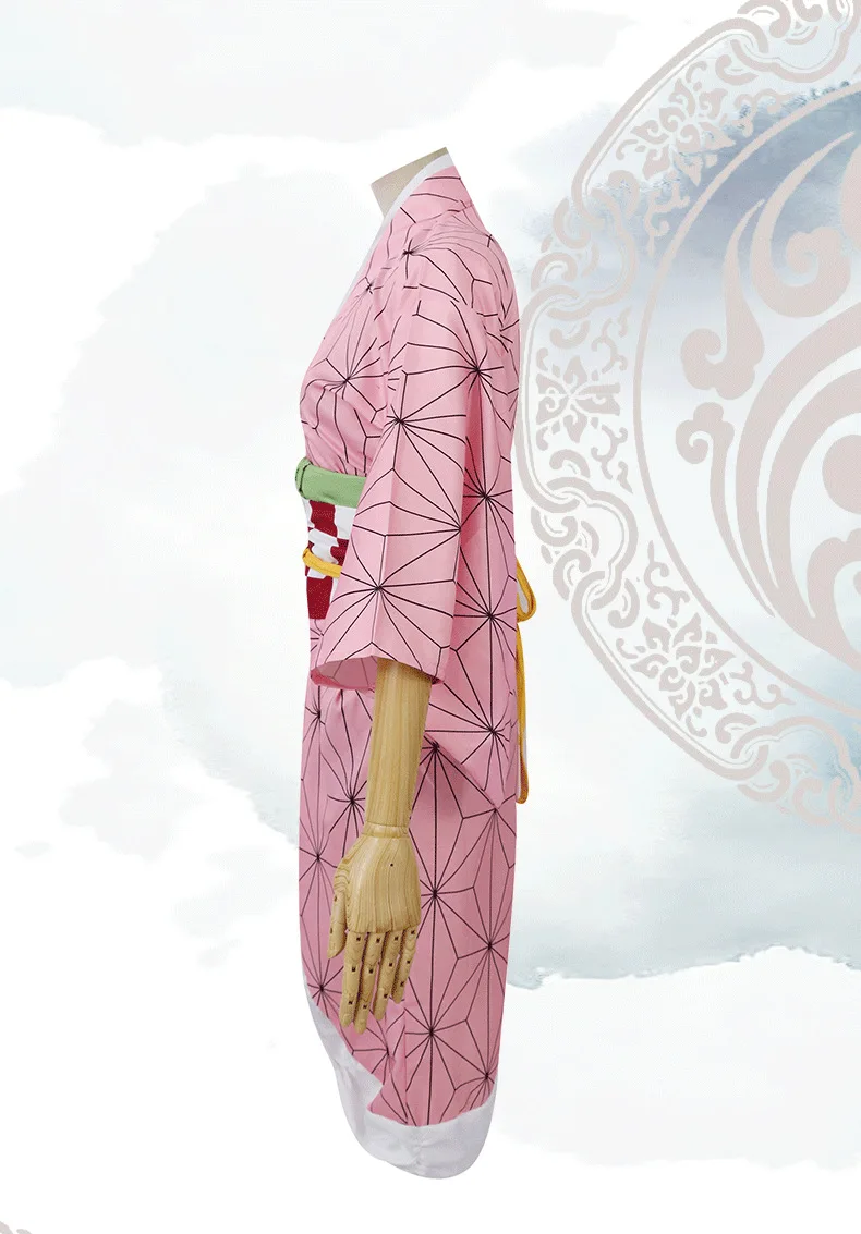 

Kids Demon Slayer Kimetsu no Yaiba Kamado Nezuko Cosplay Costume Tanjirou Kimono Headwear Japan Anime Halloween Dress