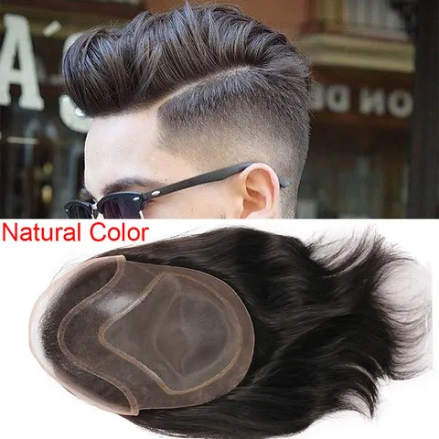 Eseewigs человеческие волосы мужские парики натуральный черный цвет прямые европейские волосы remy швейцарские кружевные передние парики кожа тонкая PU ручная работа