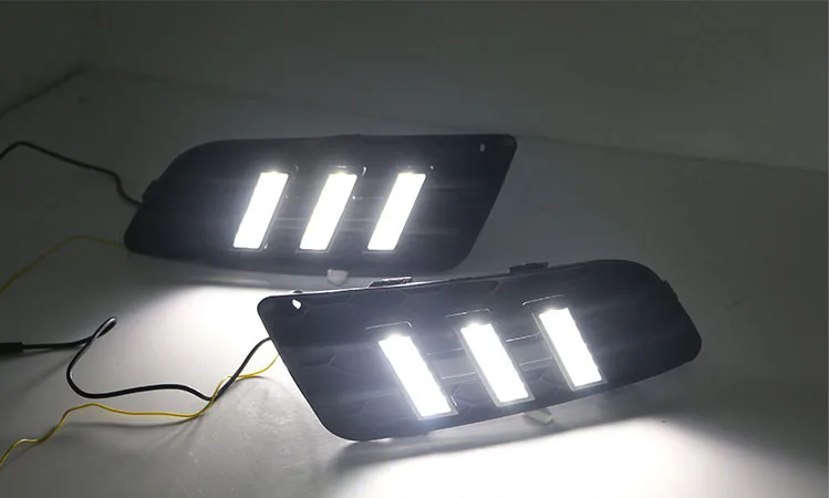 

Osmrk led drl daytime running light +front fog light for Mitsubishi Lancer EX 2013-2014 with Dynamic moving yellow turn signal
