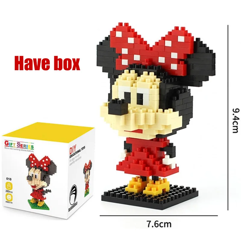 Пластиковые мини-блоки Disney Микки Минни Дональд мультяшная утка модель сделай сам