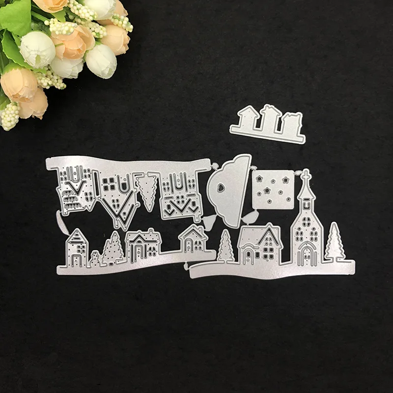 Металлические режущие штампы для рождественского дома скрапбукинга