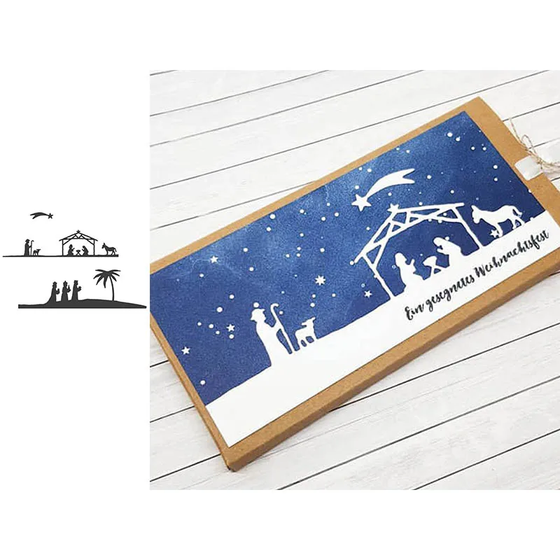 Металлические штампы с изображением дня рождения Иисуса для скрапбукинга