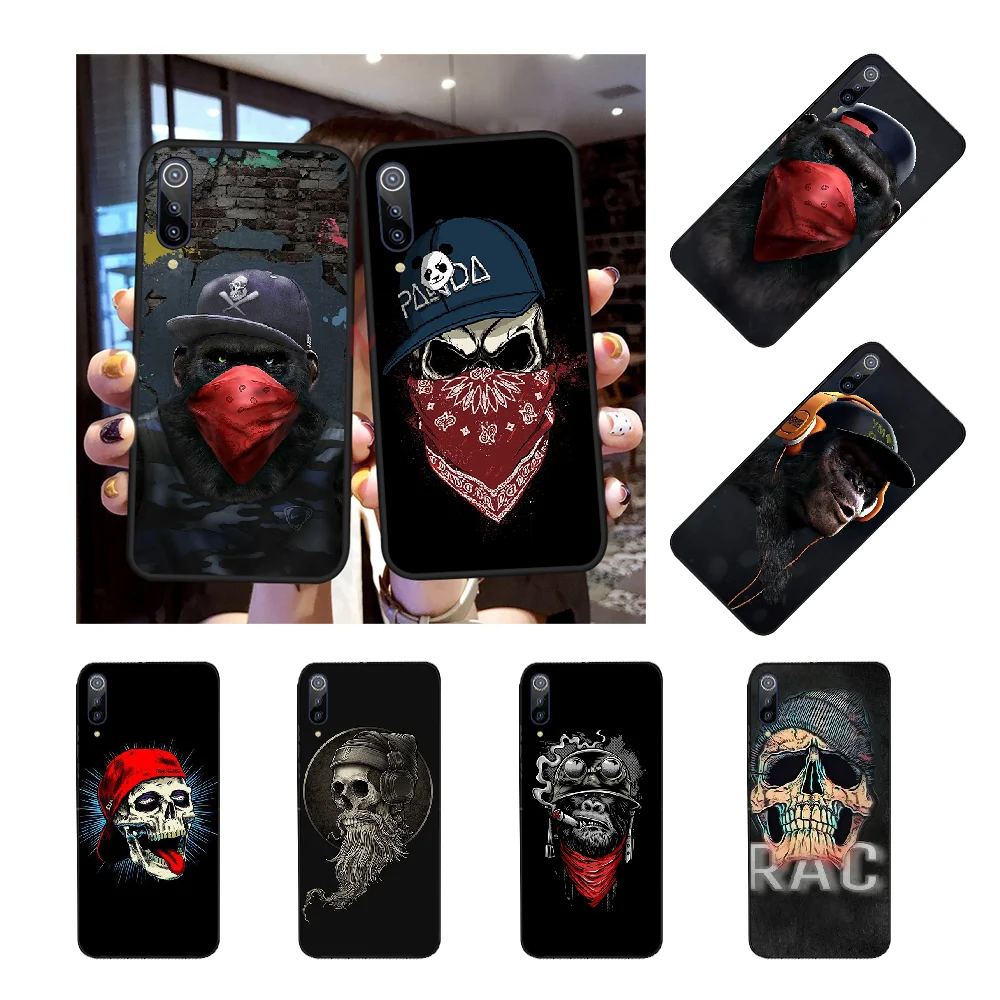 NBDRUICAI Swag Гангстер обезьяна Череп Бандана окрашенные Bling чехол для телефона Redmi Note 8