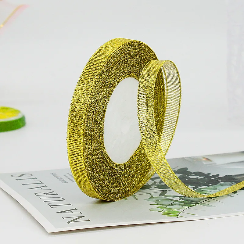 Золотая Серебряная лента 25 ярдов 22 м металлическая Блестящая для свадьвечерние