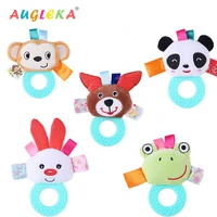 augleka baby rattles hand grab silicone teether doll bell bb0 1 plush toys early education toys newborn gifts infant teether