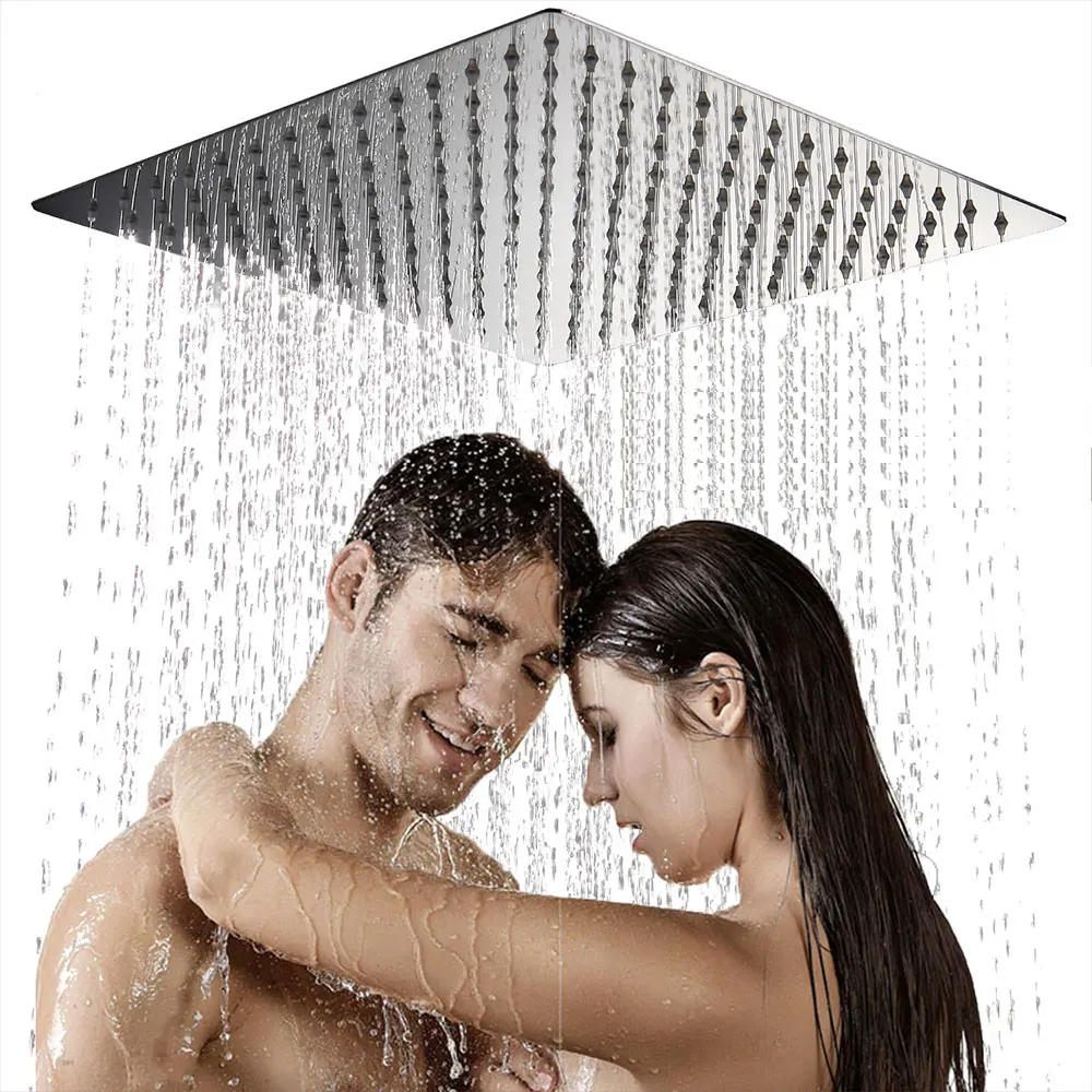 

8/10/12 inch Ultrathin Style Top Spray Rainfall Shower Head Stainless Steel Nozzle Square Rain Pressurized Big Shower Arm