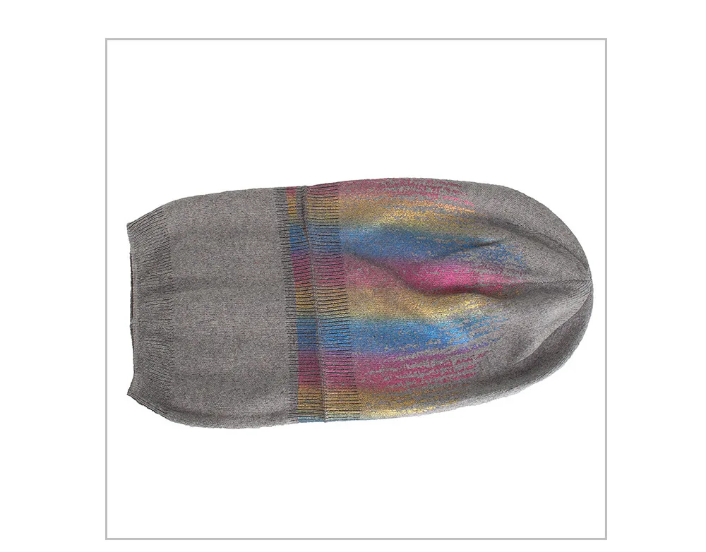 Новая зимняя шапка женская вязаная с цветным принтом кролика эластичным ворсом