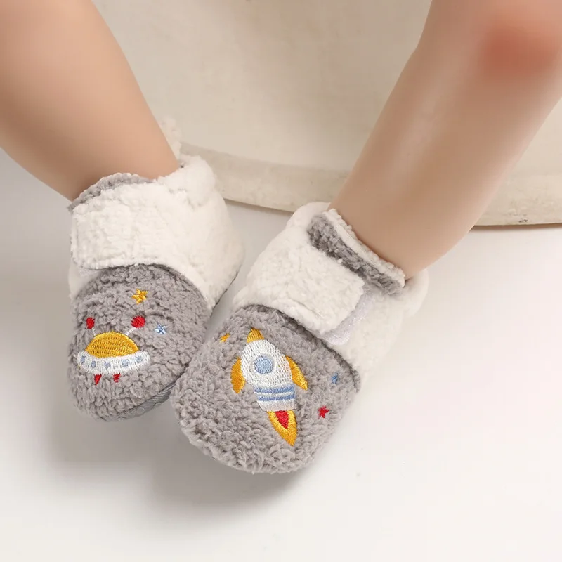 Cartoon Baby Snow Shoes Newborn Toddler Baby Girl Boy Fleece Shoes Winter Warm Snow Boots Soft Sole Booties For 0-18 Months images - 6