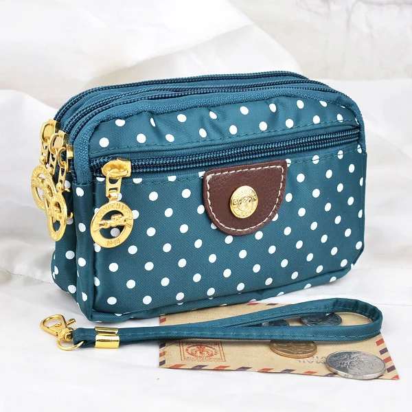 

Hot Sale Lady Purses Women Wallets Short Handbags Canvas Dots Zipper Moneybags Clutch Coin Purse Wallet Cards Keys Bags Burse