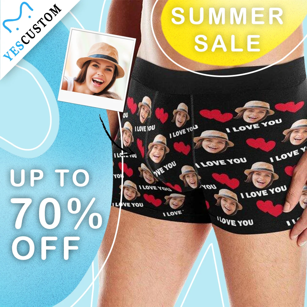 M YesCustom Custom Face Love Heart Men All-Over Photo Print Boxer Briefs Funny Custom boxers Wedding Husband Gift Underwear