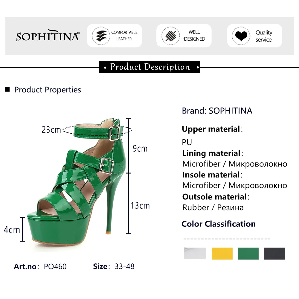 Женские туфли лодочки SOPHITINA узкий ремешок украшение на щиколотке платформа