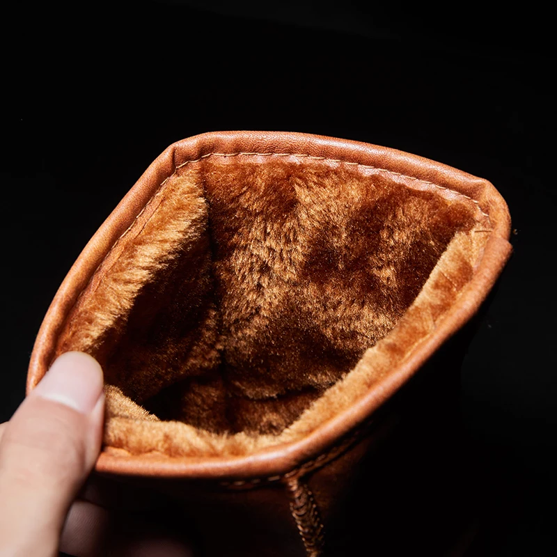 Мужские Водонепроницаемые ботинки кожаные повседневные ботильоны с плюшем