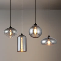 postmodern onion shape smoke gray glass pendant lights for dining room cafe russian bar fashion hanging lamp led light fixtures