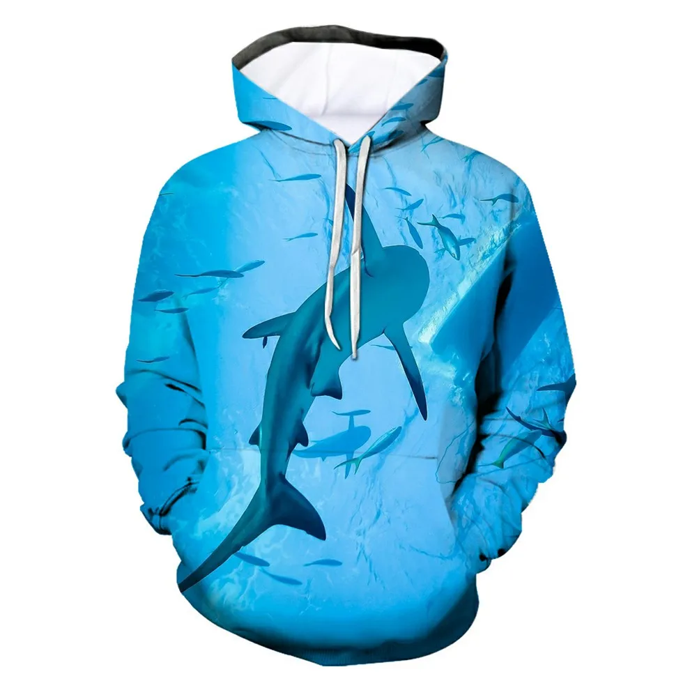 

Пуловер с объемным принтом в виде акулы, с рукавами, весна-осень