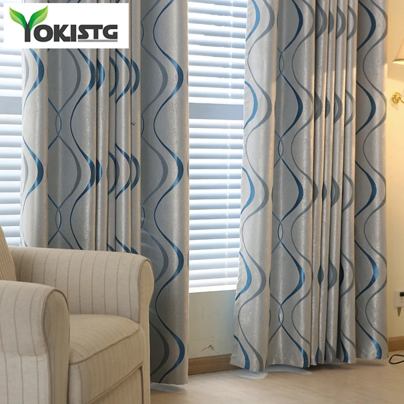 Современные волнистые затемняющие шторы YokiSTG в полоску для гостиной спальни