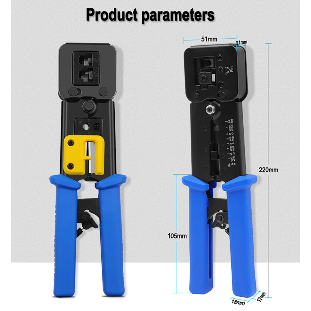 

RJ11 RJ45 6P 8P Network Pliers Crimping Tool Multifunctional Cable Crimper Piercing Head Crimping Dual Purpose Pliers